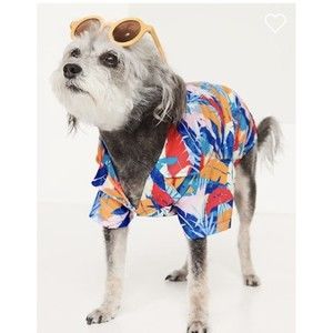 Old Navy Printed Resort Shirt for Pets Palm of Paradise Blue Hawaiian Size Large